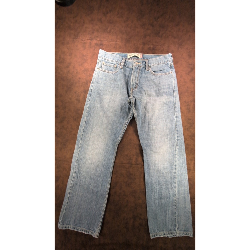 Levis 514 Slim Straight Jeans Mens 33x30 Light Wash Blue Denim 100%‎ Cotton